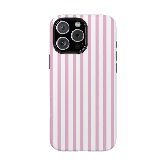 Pink & White Striped Phone Case