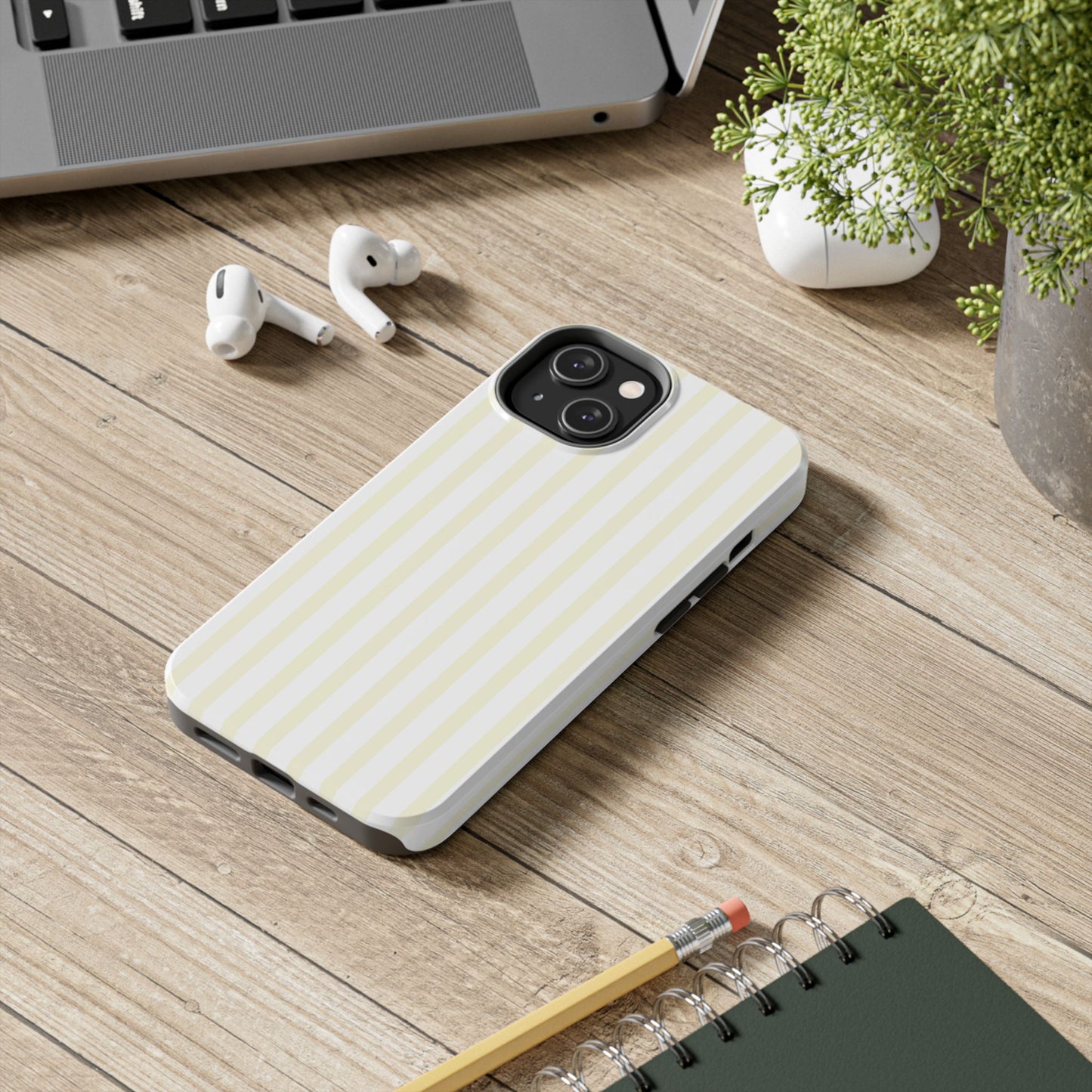 Butter & White Striped Phone Case