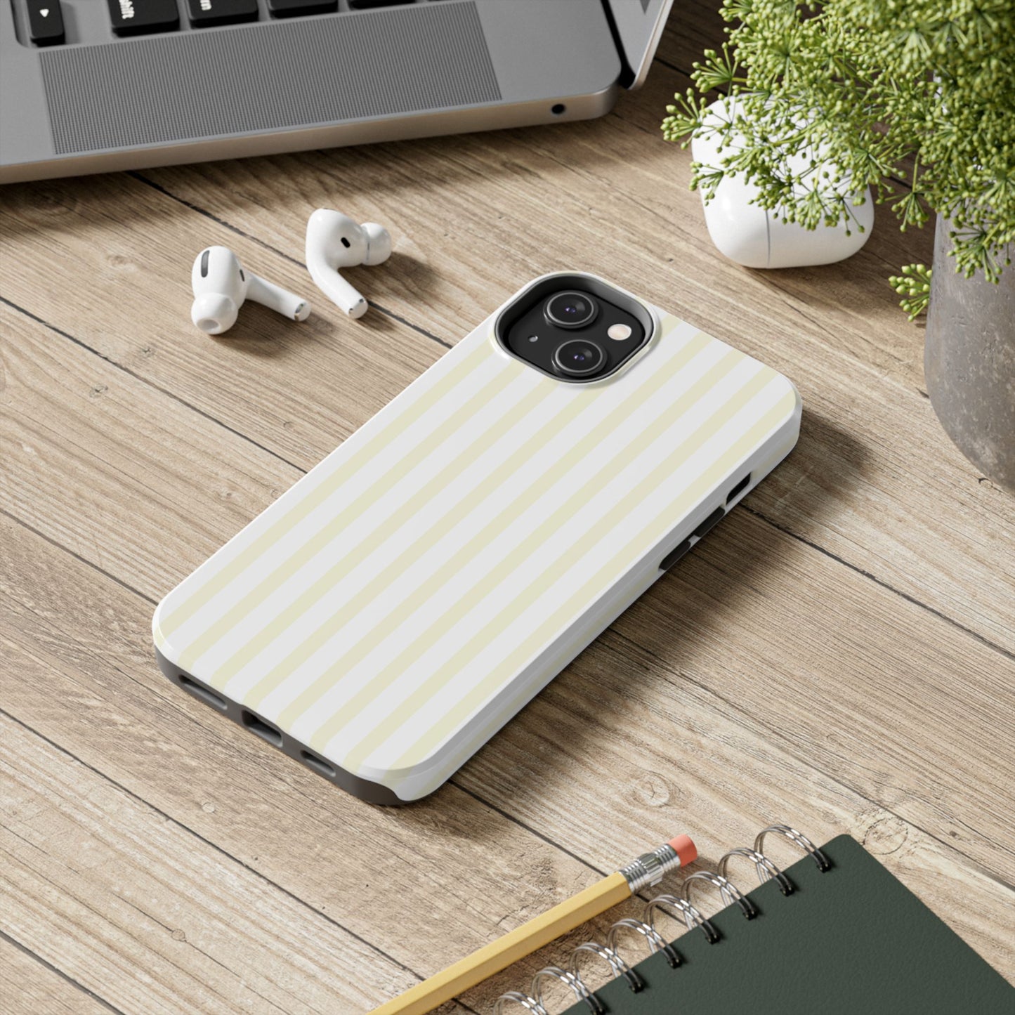 Butter & White Striped Phone Case