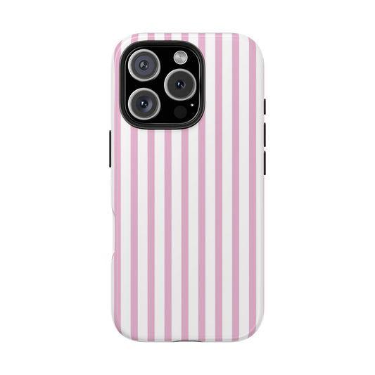 Pink & White Striped Phone Case