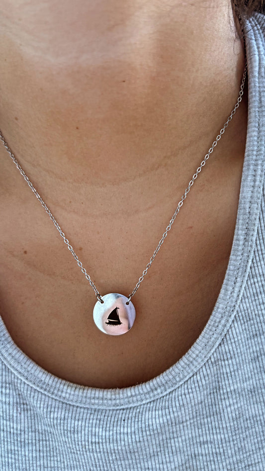 Engraved Boat Necklace