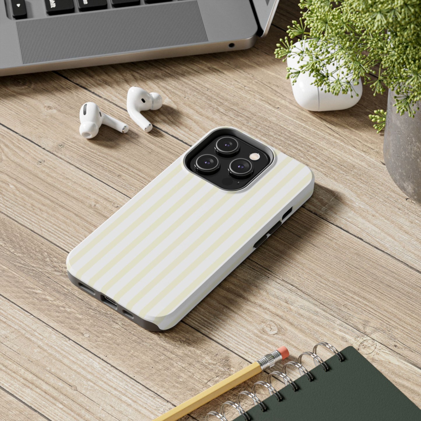Butter & White Striped Phone Case